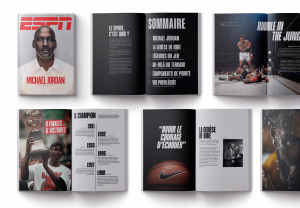 Mise en page du magazine de sport anglais ESPN.